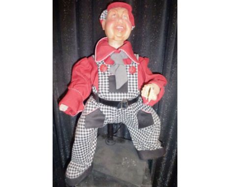 Fat man in overalls Electrified window display automaton with 2 movements in good working condition (FR) Dimensions: 0,70 x 0