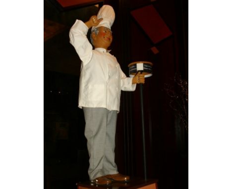 Le Chef by Paul Zwahlen Unique tall standing advertisine automaton on a pedestal which hold tapemachine and speaker for annou