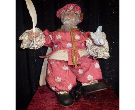 Poet with dove Character with beard and dove Electrified window display automaton with 2 movements in good working condition 