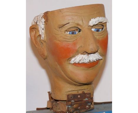 Automaton head carved in wood Carved wooden head, by famous swiss auatomaton builder P. Zwahlen (FR) Dimensions: 0,30 x 0,30 