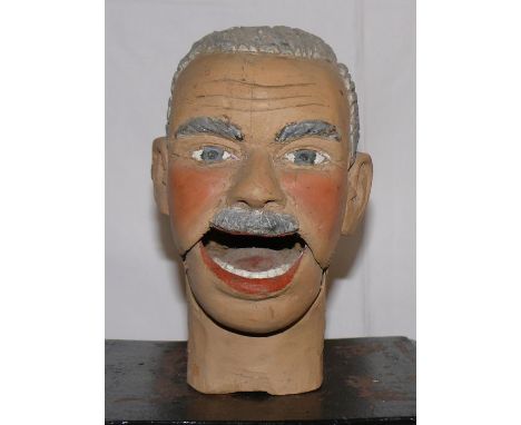 Automaton head carved in wood Carved wooden head, by famous swiss auatomaton builder P. Zwahlen (FR) Dimensions: 0,30 x 0,30 