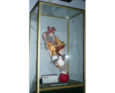 Acrobat attention getter automaton Unique attention getter automaton. 20th century clown with bisque head, mischievous smile,