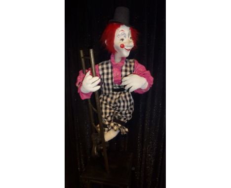 Clown on the ladder Clown balancing on a ladder. Electrified window display automaton with 1 movements in good working condit