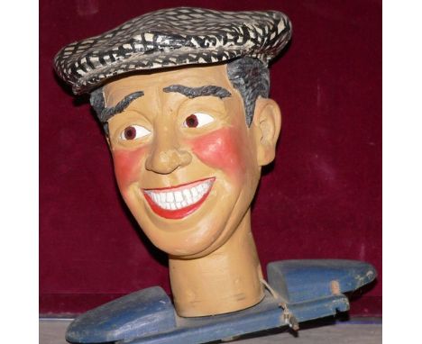 Automaton head carved in wood Carved wooden head, by famous swiss auatomaton builder P. Zwahlen (FR) Dimensions: 0,45 x 0,20 