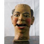 Automaton head carved in wood