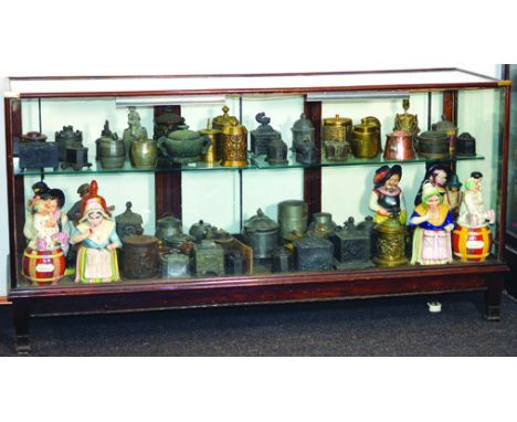 LARGE SHOP COUNTER DISPLAY CABINET. 36ins tall, 5ft 11ins long, 22ins deep. Mahogany framed, glass top front, back & sides, d