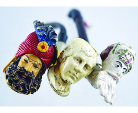 GROUP OF PIPES. Jacob clay pipe head wooden stem & red turban wearing Indian head pipe with amber stem. Plus Meerschaum? mans