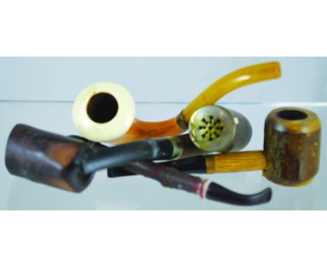BARONITE PIPE CURVED BOWL. Plus 3 other tobacco pipes. (4) NR
