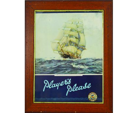 PLAYERS PLEASE MULTICOLOURED FRAMED SHOWCARD. 20 by 16ins, THE CUTTY SARK AFTER THE PRINTING BY FRANK H. MASON R. I pictured.