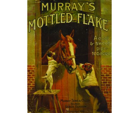 MURRAY SONS & CO LTD MULTICOLOURED FRAMED SHOWCARD. 21.5 by 16.5ins, horse in stable with two dogs pictured MURRAYS/ MOTTLED 