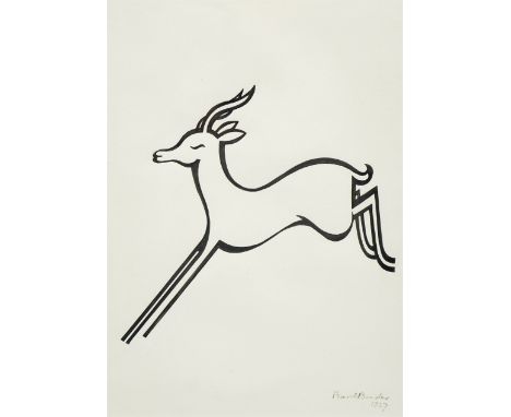 Pearl Binder (British 1904-1990): Gazelle, ink illustration signed and dated 1927, 34cm x 23cm Notes: Used as an illustration
