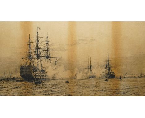 William Lionel Wyllie (British 1851-1931): 'HMS Victory Celebrating the Ascension of George V', drypoint etching signed in pe