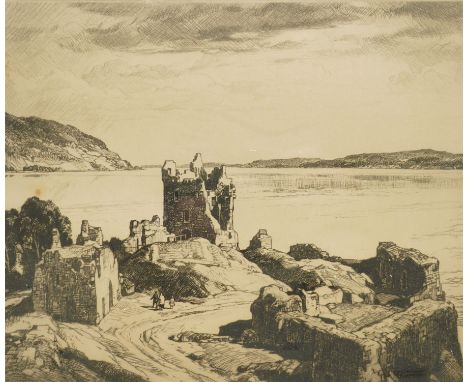 Leonard Russell Squirrel (British 1893-1979): 'Urquhart Castle' Scotland, drypoint etching signed in pencil 25cm x 30cm