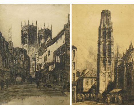 Frederick (Fred) Cecil Jones RBA (British 1891-1966): 'Petergate York', drypoing etching signed in pencil 37cm x 28cm; Andrew