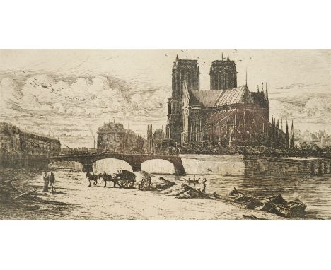 Charles Meryon (French 1821-1868): 'The Apse of Notre-Dame - Paris', drypoint etching signed in the plate 17cm x 30cm 