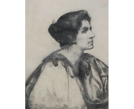 Charles Holroyd (British 1861-1917): Portrait of a Classically Dressed Ladu, etching signed and inscribed in pencil 20cm x 15
