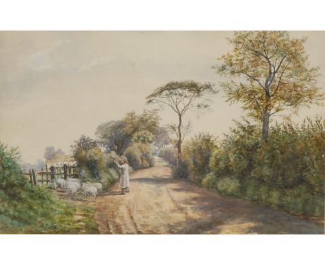 M**Macdonigall (late 19th century) Herding The Sheepwatercolour, signed, 28cm x 44cm 