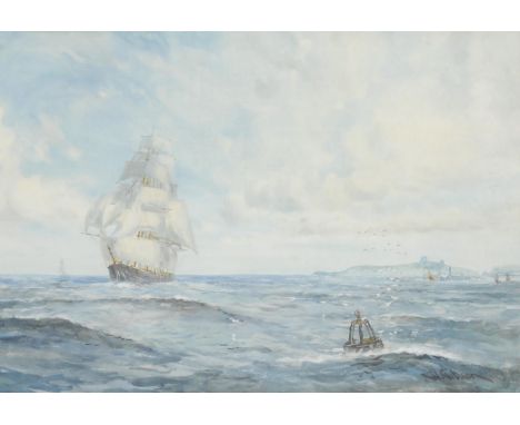 W** Gibson (20th century)Galleon off the Coastsigned, watercolour, 45cm x 65cm 