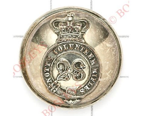 Nottinghamshire Volunteer Rifles Victorian Officer’s silvered tunic button circa 1859-83.Crowned title strap with ‘28’ to cen