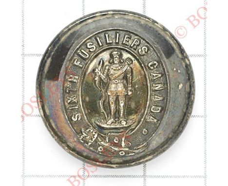 Canadian 6th Fusiliers Victorian Officer’s silver plated tunic button.Red Indian within oval title strap 