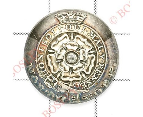 North York Militia Georgian Officer’s silvered open-back coatee button.Rose within crowned Garter ‘North York’.