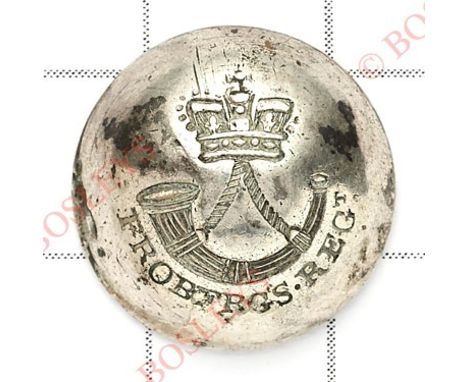 Froberg’s Regiment rare George III Officer’s short-lived silvered open-back coatee button circa 1806-07.Strung bugle over ‘Fr