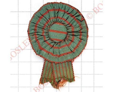 4th Bn. King’s Shropshire Light Infantry head-dress rosette.A rare example in the colours of the French Croix de Guerre award