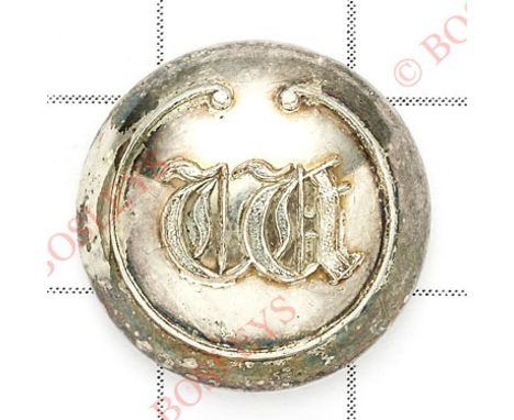 Worcestershire Militia Officer’s silvered closed-back coatee button.Gothic ‘W’ within French scroll.
