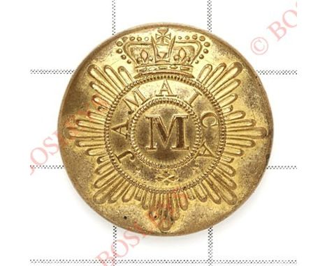 West Indies. Jamaica Militia Victorian Officer’s closed-back gilt coatee button.Crowned star with ‘Jamaica” circlet and ‘M’ t