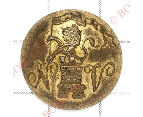 Newcastle Volunteers George III Officer’s gilt open-back coatee button circa 1803-08.‘N’ ‘V’ flanking lion emerging from towe