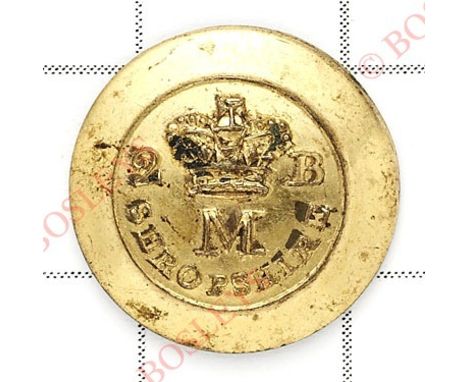 2nd Shropshire Militia rare George III Officer’s short-lived gilt open-back coatee button 1798-88 onlyWide border with crown 