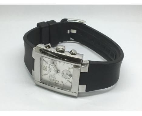 A Christian Dior Chronograph watch with a rubber strap.