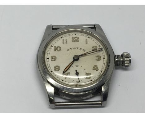 An interesting 1930s Vintage Oyster watch presumed to be an early Rolex Oyster manual wind the dial with illuminated numerals