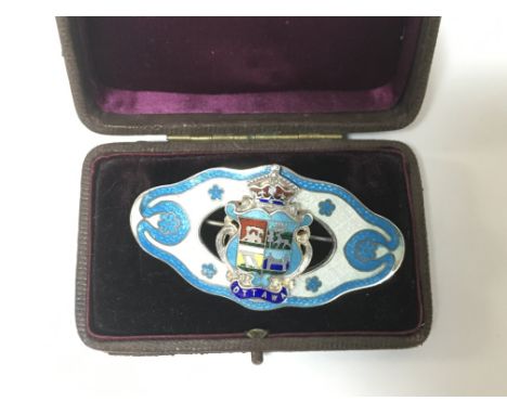 A cased 1930s silver and enamel Canada brooch.