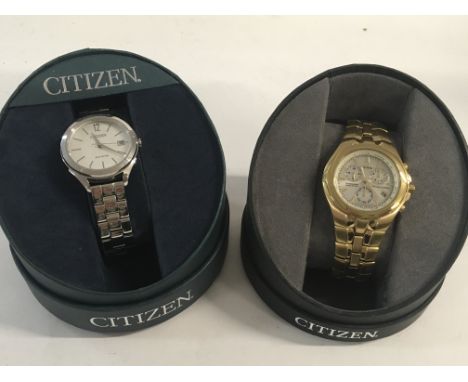 A gents boxed Citizen Eco Drive chronograph Watch and a Gents boxed Eco drive quartz watch.