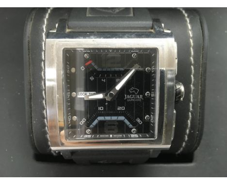 A boxed gents Jaguar chronograph watch.