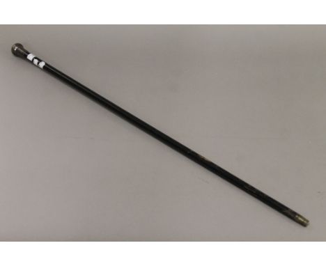 A silver handled walking stick. 91 cm long.