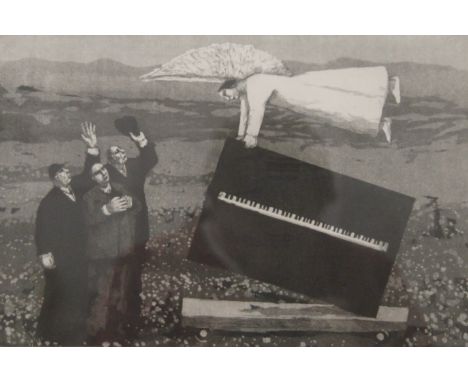 KAROLINA LARUSDOTTIR (1944-2019) Icelandic, The Piano Movers Thank the Angel, limited edition print, numbered 112/200, signed