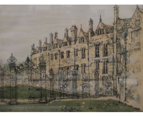 RICHARD BEER (1928-2017), Merton College, Oxford, limited edition print, signed, numbered 96/100, framed and glazed. 62 x 47.