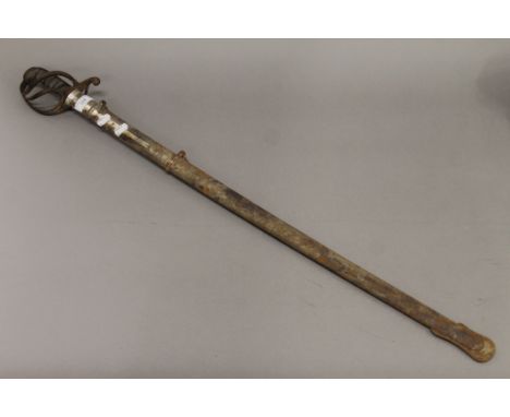 A sword in steel scabbard. 100 cm long.