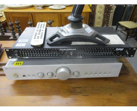 A Cambridge Audio Azur 340Z integrated amplifier, a Prosound Equalizer 214 and a Freedom cordless joystick 