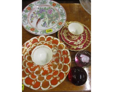 Two Victorian coffee cups with matching saucers and side plates to include Copeland, together with a modern oriental pictoria