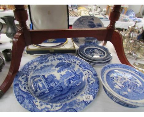 A mixed lot of blue and white including Spode