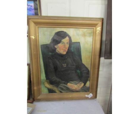 An oil on board portrait
