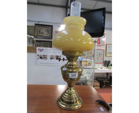 A brass oil lamp