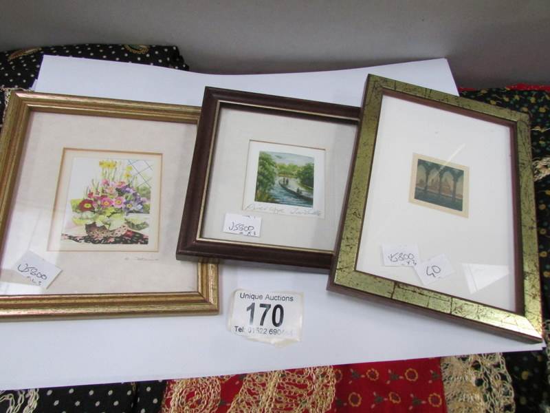 3 miniatures including River Wye signed Fiona Odle, Emma Daniels Bac ...