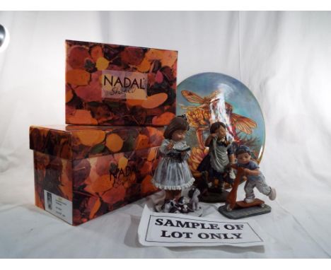 A mixed lot to include a fairy ceramic plaque and seven Nadal Studio figurines of children (six boxed) with certificates of a