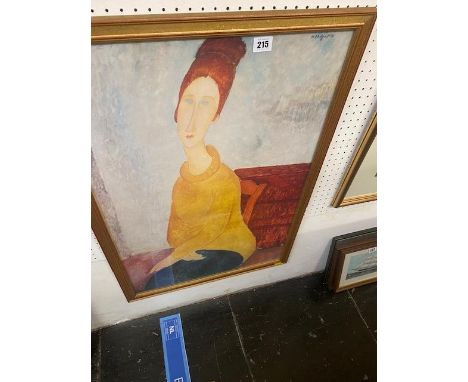 A framed print, portrait of a lady, signed