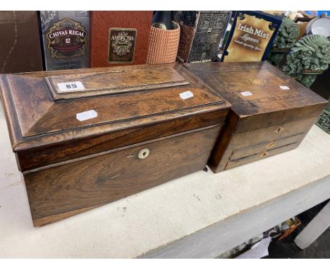 A 19th century tea caddy and workbox