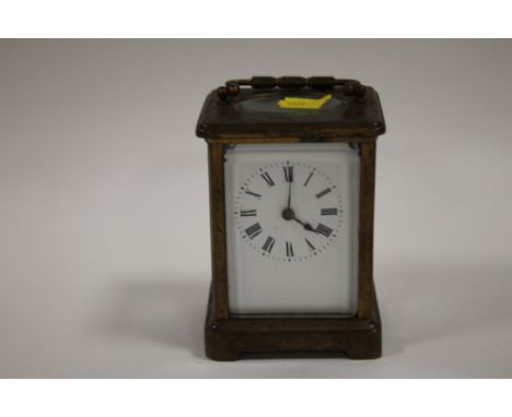 A FRENCH BRASS CARRIAGE CLOCK